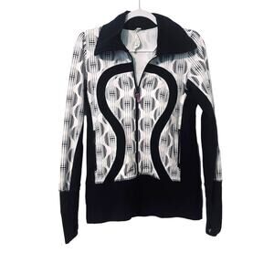 Lululemon Black White Geometric Pattern Le She Bop Stride Zippered Jacket